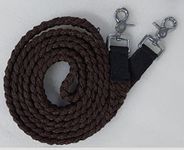 SHOWMEN CRAFT Braided Cotton Rein for Horse Headstall with Snaps Soft and Durable Reins (Dark Brown 8')