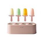 Popsicle Mold with 4 Pops, Silicone Ice Cream Molds Reusable Ice Pop Makers Easy Release Popsicle Tray for DIY Ice Cream Homemade Ice Pop (Pink)