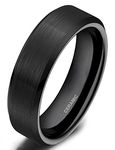 SOMEN TUNGSTEN 4mm 6mm 8mm Black Ceramic Ring Brushed Comfort Fit Wedding Band Size 4-15