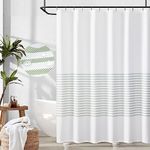 jinchan Green and White Striped Shower Curtain Fabric Shower Curtain for Bathroom Modern Shower Curtain Spring Waterproof in Bath 70x72 inches Long Shower Curtain with Curtain Hooks Hotel Dorm