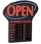 Newon Led Open Sign with Programmable Business Hours and Flashing Effects, Red/Black-6093