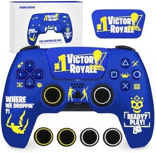 Darno Design Blue Ps5 Controller Skin, Ps5 Controller Accessories, Ps5 Controller Grip, 4 Pcs Thumb Grip Gaps with Touch Pad Sticker, Silicone Grip Cover for PlayStation 5 DualSense -Victory