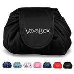 Lazy Drawstring Makeup Bags, Large Capacity Waterproof Travel Portable Cosmetic Bag Pouch Makeup Pouch Storage Organiser for Women Girl (Black)