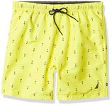 Nautica Men's Quick Dry All Over Classic Anchor Print Swim Trunk, Blazing Yellow, Small