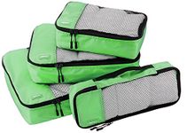 Amazon Basics 4 Piece Zipper Packing Cubes Set- Small, Medium, Large, and Slim, Green