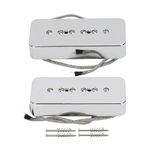 FLEOR Alnico 5 Single Coil Pickup Soap Bar Pickups Chrome P90 Neck & Bridge Pickup Set