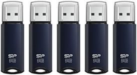 Silicon Power 64GB USB 3.0 Flash Drive, Aluminum Casing Built-in Strap Hole, USB 3.2 Gen 1 Pen Drive Memory Stick, Navy Blue, Marvel M02 Series (5-Pack)