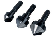 wolfcraft Conical Countersink Set, Ø 12-19 mm, Hexagon Shank, 3 Pcs. I 2584000 I For countersinking of drill holes for flush screw connections in wood, non-ferrous metal and plastic