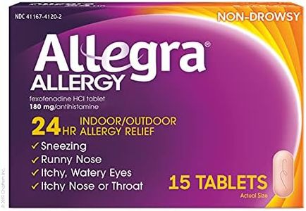 Allegra Adult 24HR Non-Drowsy Antihistamine, 15 Tablets, Fast-acting Allergy Symptom Relief, 180 mg