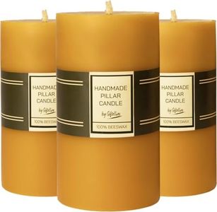 Set de 3 Velas de Pilar de 100% Pura Cera de Abeja - Duración de 21 horas Velas de Pilar sin Humo con Mecha de Algodón - Regalo para Amantes de las Velas sin Aroma