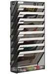 EasyPAG 10 Tier Assemble A4 Mesh in Tray Hanging Wall File Holder Mail Organiser Magazine Storage Rack,Black