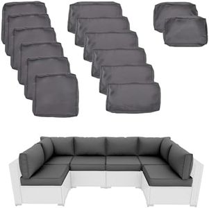 PROHIKER Patio Cushion Cover Replacement 14 Pack Outdoor Sofa Cushion and Pillow Covers Only with Zipper for 7-Piece Outdoor Patio Furniture Conversation Set (Dark Grey)