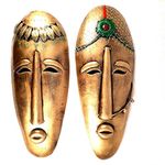 Apka Mart The Online Shop Wall Mask | Decorative Tribal Masks For Home Entrance & Living Room |Man & Woman Metal Face Hanging - For House, Door, Hall-Way, Balcony Decoration - 21 Inch