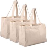 3Pcs Canvas Grocery Bag Large Capac