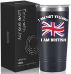 Onebttl British Gifts with Great Britain Flag, British Souvenirs, 20oz Stainless Steel Insulated Travel Mug, Perfect for British Men & Women on Birthday & Christmas - I'm Not Yelling