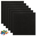 AKOLAFE 6PCS Black Cork Board Tiles 12x12 Inch Adhesive Cork Board Squares 9 MM Thick Felt Pin Board Cork Bulletin Board with Push Pins Display Board Felt Board Notice Memo Board for Wall Office Home