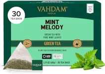 VAHDAM, Mint Green Tea Bags (30 Count) 100% Pure Leaf Tea, High Grown, Low Caffeine, Non GMO, Gluten Free | Individually Wrapped Plant-Based Pyramid Tea Bags | Direct from Source