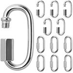 BELLE VOUS 12 Pack Stainless Steel Screw Quick Link M4 Carabiner Chain Connectors - 4.2cm/1.65 inch - Heavy Duty Oval D Shape Locking Clips for Outdoors/Indoors, Camping & Hiking Accessories