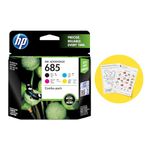 HP 685 Black Cyan Magenta Yellow Original Ink Advantage Cartridges, Pack of 4