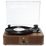 Vinyl Record Player Bluetooth with Built-in Speakers USB,Belt-Driven Vintage Turntables for Vinyl Records with 3 Speed,RCA Line Out,AUX Input Headphone Jack
