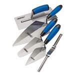 Draper Soft Grip Trowel Set|5 Piece Plastering Tools Kit | Bricklaying Handtools|Brick Jointer | Gauging | High Carbon Steel | 70372