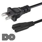 SatelliteSale 18AWG 2-Prong to Square/Round Connector AC Universal Replacement Power Cable PVC Black Cord (6 feet)