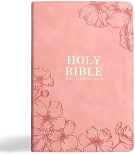 KJV Holy Bible, Giant Print with Cross-References, Soft Pink LeatherTouch with Floral Cover Design, Thumb Index, Ribbon Marker, Red Letter, Full-Color Maps, Easy-to-Read MCM Type, King James Version