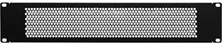 NavePoint 2U Blank Rack Mount Panel Spacer with Venting for 19-Inch Server Network Rack Enclosure Or Cabinet Black