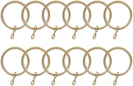 TWOPAGES 12 Pack Gold Curtain Rings with Eyelets, 1.5" Ring for Curtain Pin Hooks
