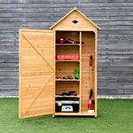 COSTWAY Wooden Garden Shed, 5 Shelves Tool Storage Cabinet with Lockable Double Doors and Slope Roof, Waterproof Utility Sheds for Outdoor Home