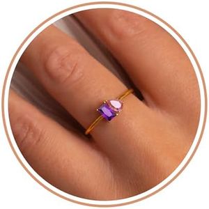 October Birthday Gifts for Women Birthstone Ring for Teen Girl Dainty Gold Rings with 2 Gemstone Birthday Gifts for Mom Christmas Unique Adjustable Anniversary Wedding Jewelry for Girlfriend Wife