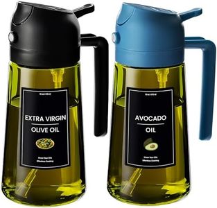 CXINYI - 16oz/470ml Olive Oil Dispenser for Kitchen with Stickers - 2 in 1 Olive Oil Sprayer for Cooking, Air Fryer, and Salad, Black&Blue (Light-Proof Kitchen Gadget)