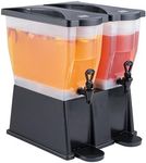 Restaurantware BEV Tek 6 Gallon Drink Dispenser 1 Dishwashable Double Beverage Dispenser - Detachable Tanks Includes Decals Black Plastic Carnival Juice Dispenser with Stand Push-Button Spigots