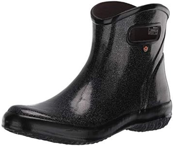 BOGS women's Rainboot Ankle Height Waterproof Rain Boot, Glitter Black, 6