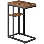 HOOBRO Foldable End Table, C Shaped Side Table with Storage Shelf, Small Snack Table Suitable for Living Room Bedroom Small Spaces, Easy Assembly, Rustic Brown BF29SF01