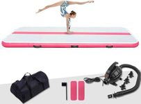 FunWater Gymnastics Mat Inflatable Air Tumble Track 13ft Tumbling Mat 4in Thick Gymnastics Equipment for Kids& Youth with Electric Pump for Cheer Leading/Training/Gym/Yoga/Floor Mat Pink