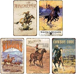 Vintage Western Cowboy Tin Sign Retro Cowboy Code Metal Sign Garage Shop Man Cave Bar Home Wall Decoration 8 X 12 Inch 5PCS