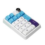 KZZI K20 Wireless Number Pad,3 Mode (BT*3/2.4G/USB-C) Rechargeable Mechanical Numpad for Window/Mac/Android, Numeric Keypad with Aluminum Alloy Knob, RGB Light, Full Key Hot Swappable(White-Blue)