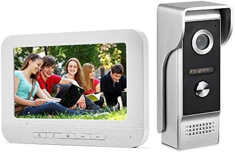AMOCAM Video Intercom System, 7 Inche Monitor Wired Video Door Doorbell Kit, Outdoor IR Camera Door Intercom, Support Monitoring, 2-Way Intercom Unlocking for Home
