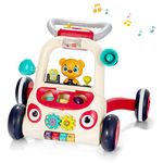 COSTWAY Baby Walker, Infants Push Along Walkers with Lights & Sounds, Two Speed Toddler First Steps Early Development Toy for 9 Months+