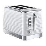 Russell Hobbs Inspire 2 Slice Toaster (Extra wide slots, High lift feature, 6 Browning levels, Frozen/Cancel/Reheat function with Blue LED illumination, 1050W, White textured high gloss) 24370