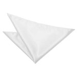 DQT Plain Satin Formal Wedding Handkerchief/Pocket Square – White