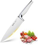 IGNITED CUTLERY 8 inch Mirror Polished Chef Knife, German 1.4116 High Carbon Stainless Steel Chefs Knife with White ABS & Stainless Steel Handle, Razor Sharp Kitchen Knife for Home & Restaurant
