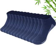 Sunew Mens Viscose Bamboo Socks,Unisex Women Soft Cushioned Comfortable No Show Low-Cut Workout Running Hiking Golf Odor Free Socks 6 Pairs Navy Blue S