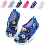 JOINFREE Boy Anti-Skid Aqua Socks Breathable Quick Dry Barefoot Shoes for Kid Summer Diving Shoes Toddler Girl Water Shoes Blue Shark 9 Toddler