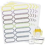 128PCS Baby Bottle Labels for Daycare, Waterproof Nursery School Name Label Stickers for Kids, Self Laminating Write On Self Adhesive Childcare Tags for Preschool Sippy Cups Lunch Box