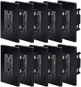 NineLeaf 10 Pack 15A 125V Weather-Resistant（WR） GFCI Outlet Receptacles Slim Design LED Indicator Decorative Wall Plates and Screws Included ETL Certified Black