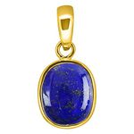 AKSHITA GEMS 14.00 Ratti / 13.00 Carat Lapis Lazuli Gold Plated Pendant/Locket Certified Natural Loose Lajwart for Men & Women