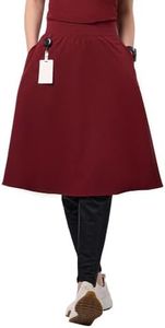 Peelz Scrubs Jennifer 2-Pocket Flared Scrub Skirts for Women - Soft Fabric Skirt, Elastic Waistband, Classic Fit, Burgundy, Medium