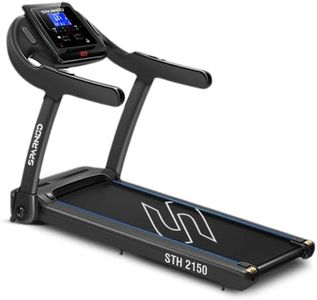Sparnod Fitness STH-2150 Treadmill for Home Use, Compact Foldable Design, 4 HP Peak DC Motor, 14 km/h Speed, 100 kg User Weight, 12 Preset Programs, LCD Display, Bluetooth Speakers